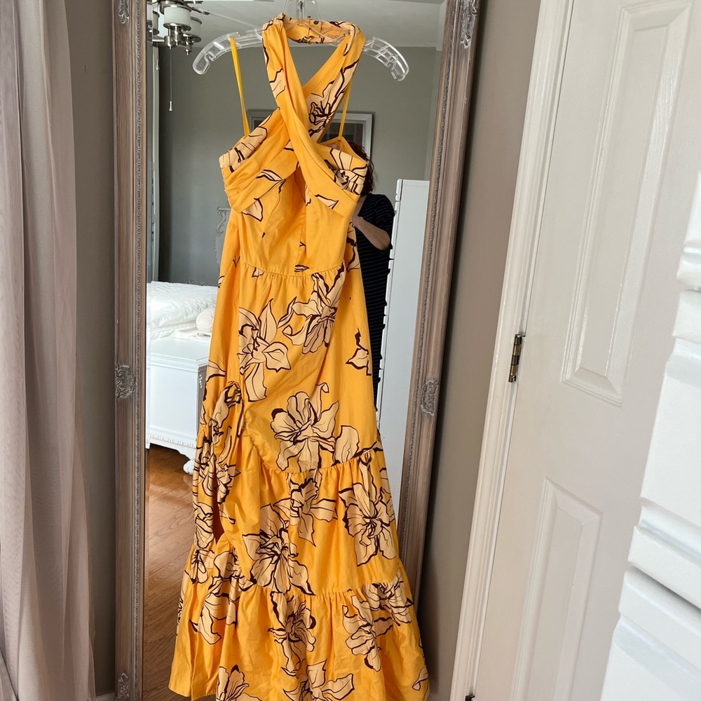 Anthropologie Yellow Floral Maxi Dress